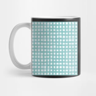 Beach day gingham tartan plaid in turquoise Mug